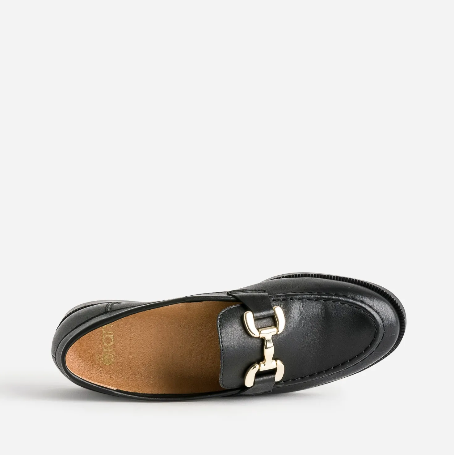 Mocassin noir mors métal doré