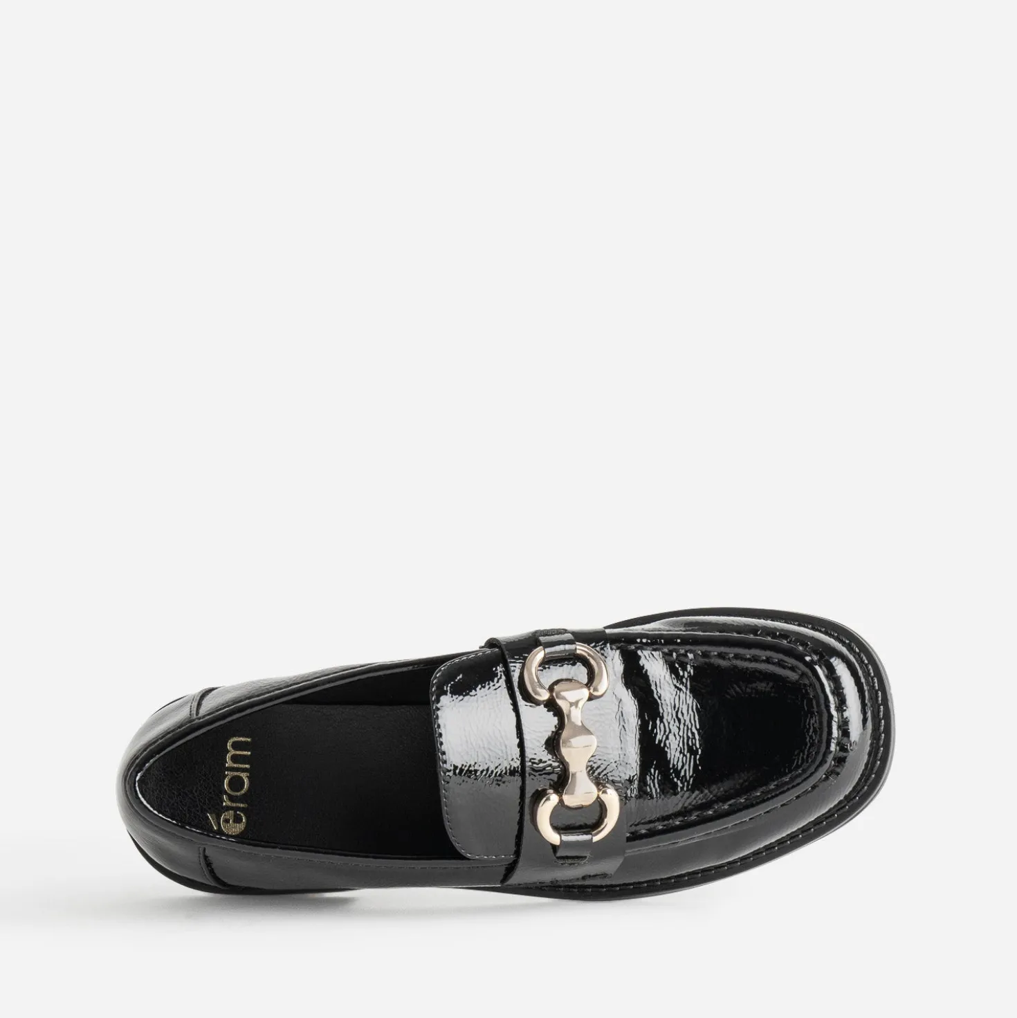 Mocassin noir verni détail doré