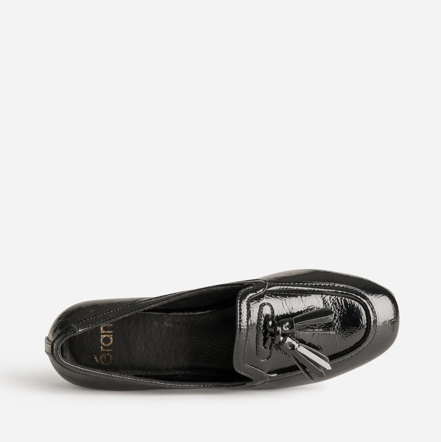 Mocassin noir verni à pampilles