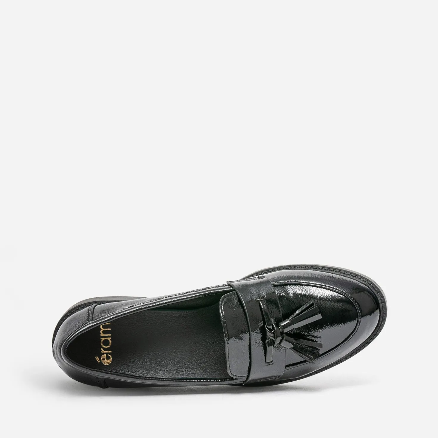 Mocassin noir verni à pampilles