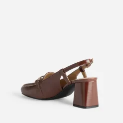 Mocassin slingback cognac à talon