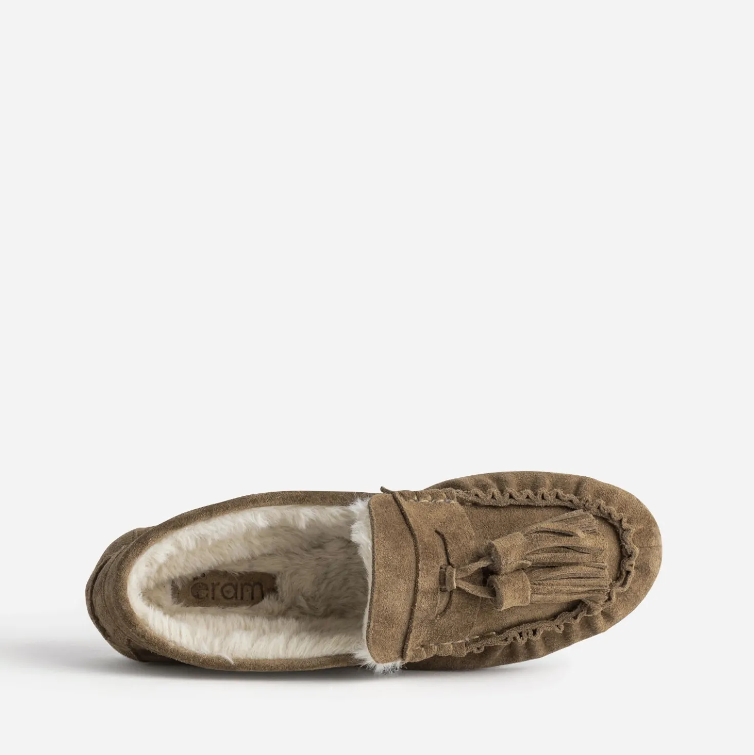 Mocassin taupe cuir velours fourré