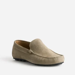 Mocassin taupe en cuir velours