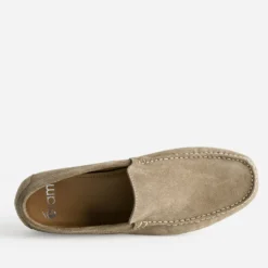 Mocassin taupe en cuir velours