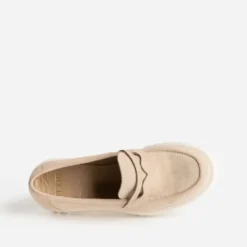 Mocassin TEXTO beige cuir velours cranté