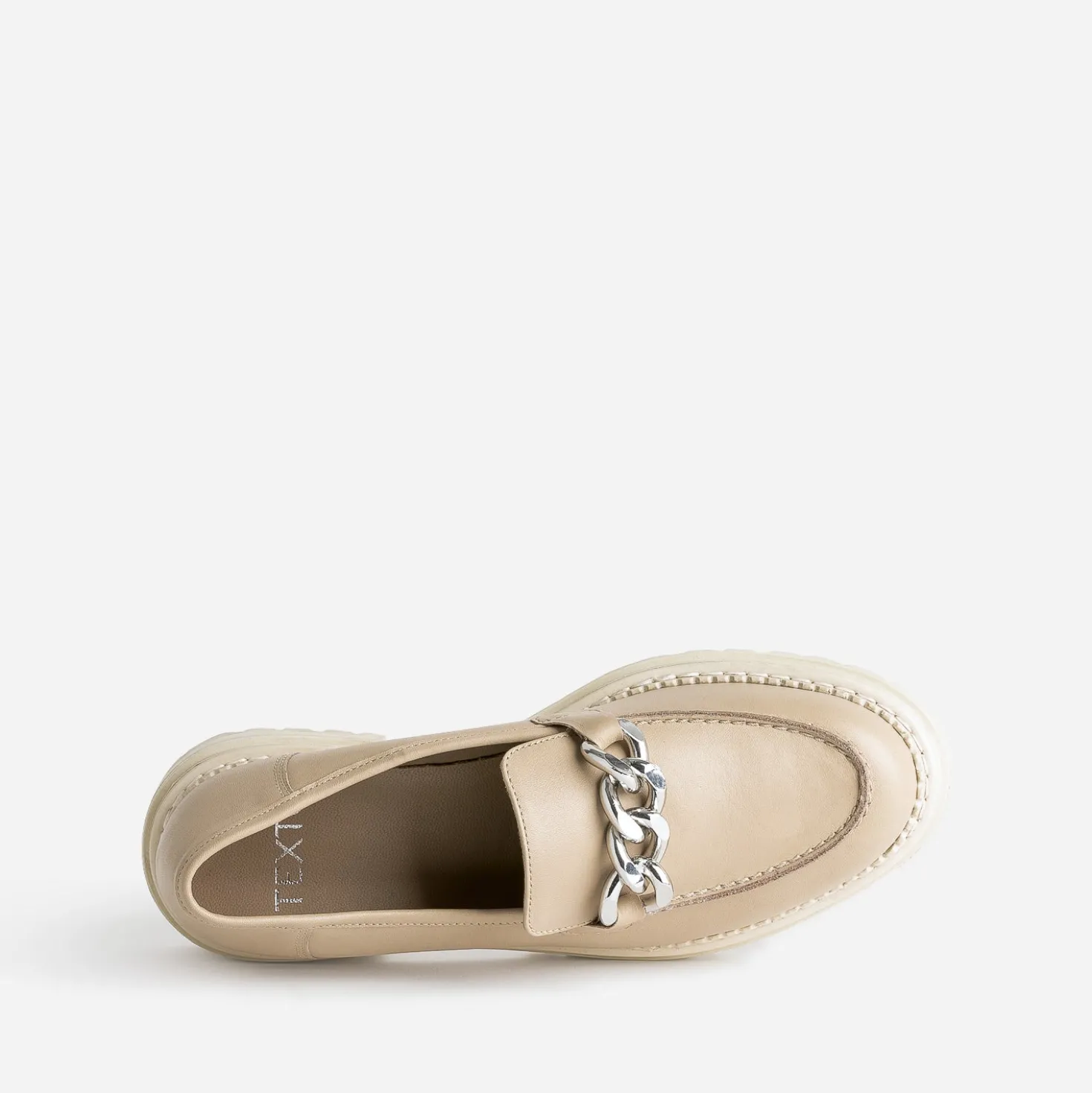Mocassin TEXTO beige en cuir à semelle crantée