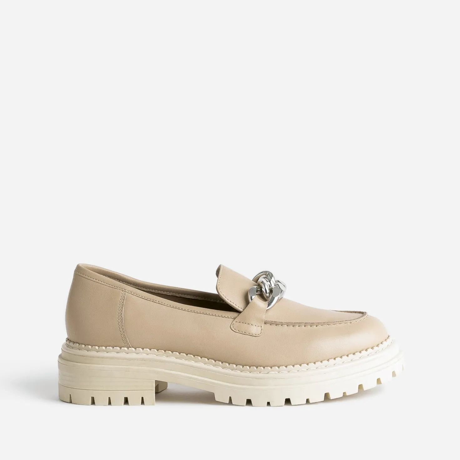 Mocassin TEXTO beige en cuir à semelle crantée