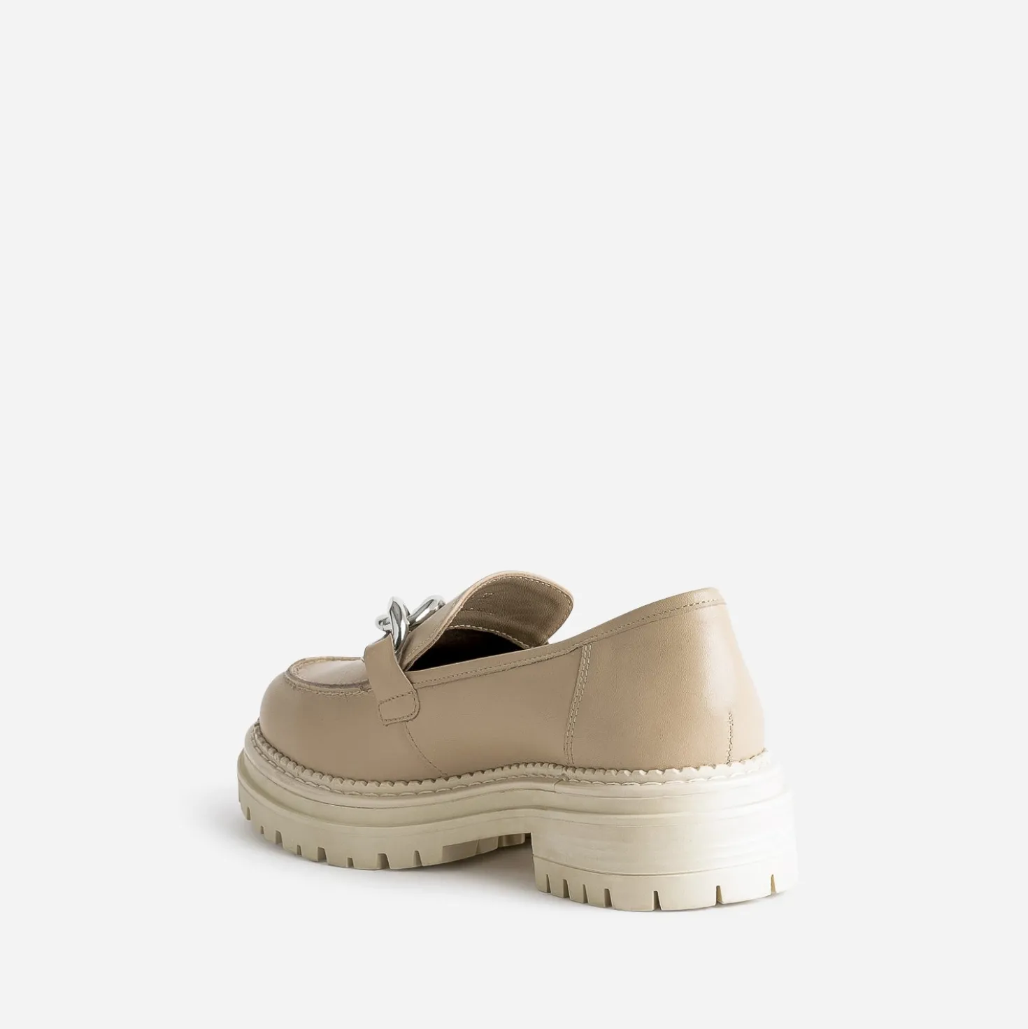 Mocassin TEXTO beige en cuir à semelle crantée
