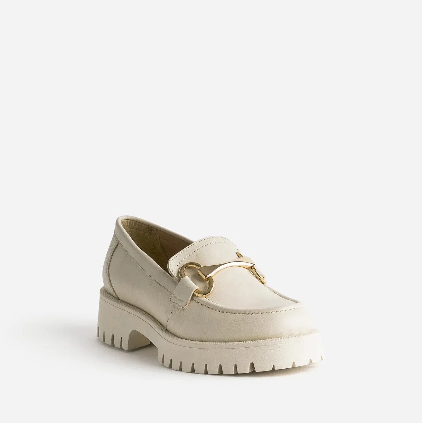 Mocassin TEXTO beige en cuir à semelle crantée