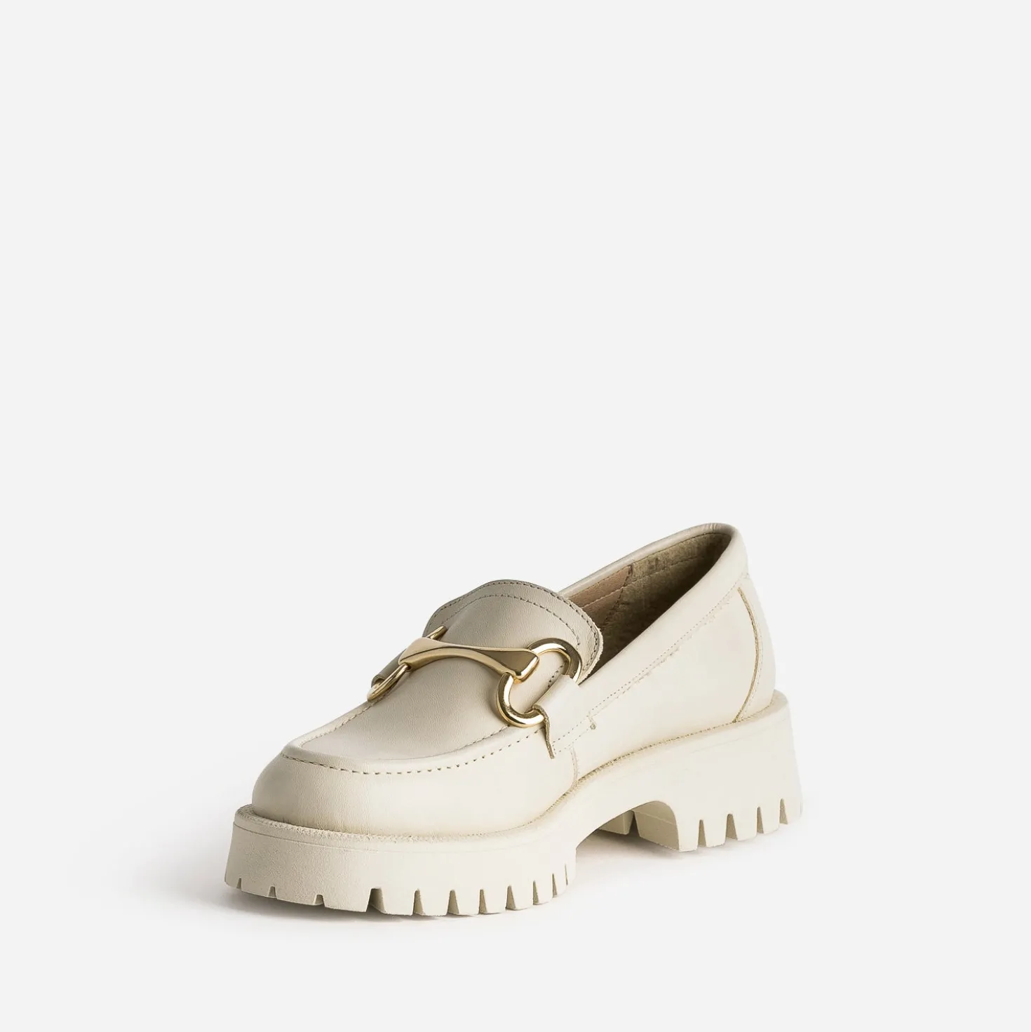 Mocassin TEXTO beige en cuir à semelle crantée