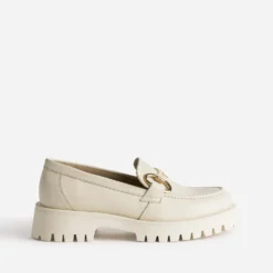 Mocassin TEXTO beige en cuir à semelle crantée