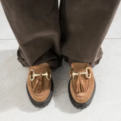 Mocassin TEXTO camel cuir velours