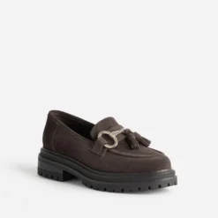 Mocassin TEXTO marron cuir velours