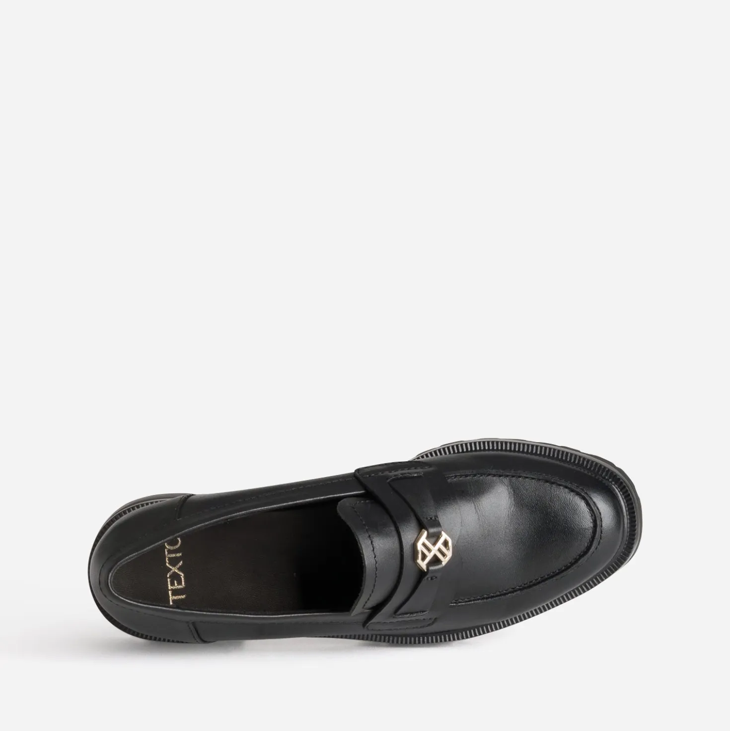 Mocassin TEXTO noir cuir détail monogramme