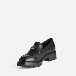 Mocassin TEXTO noir cuir détail monogramme