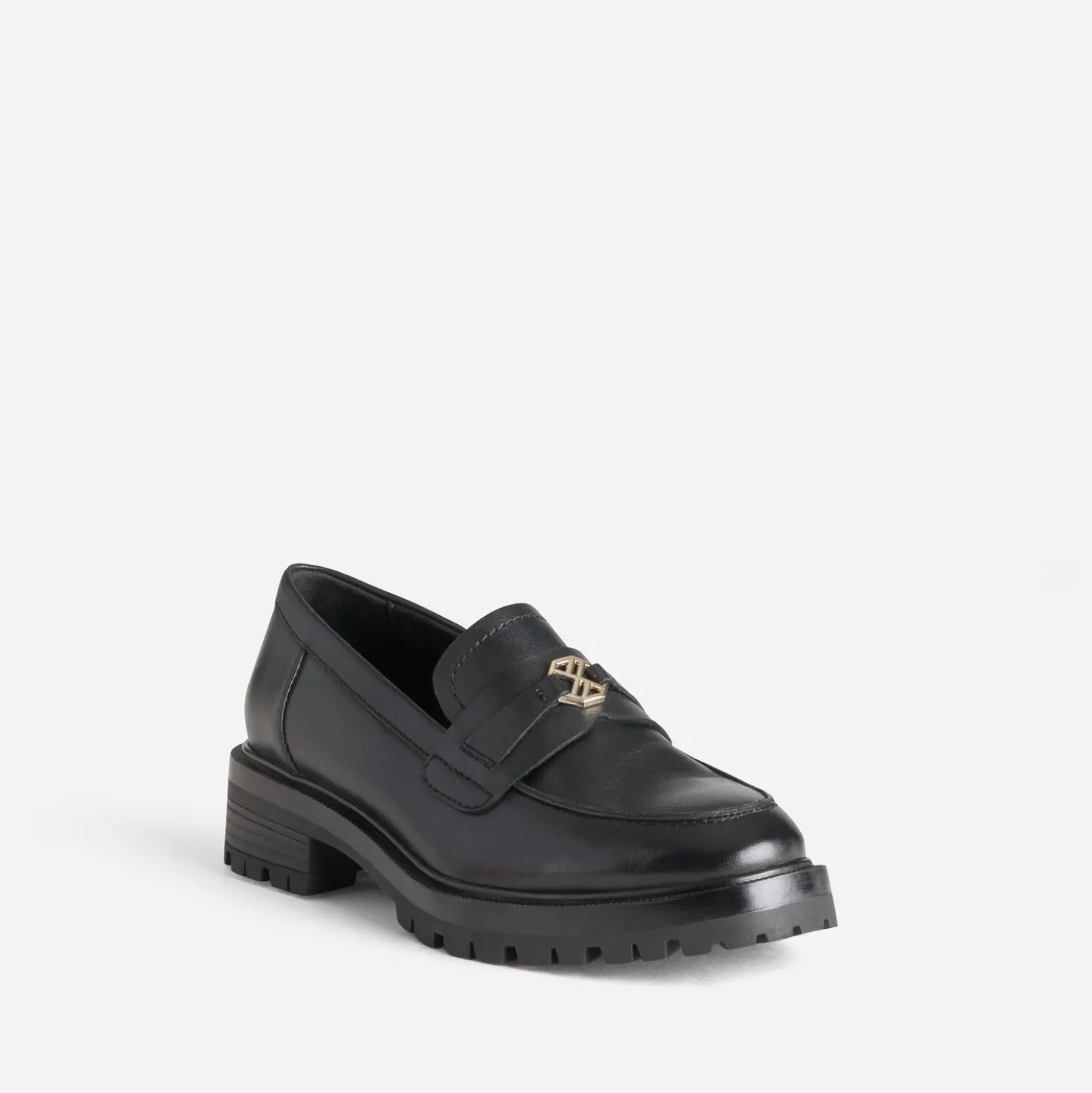 Mocassin TEXTO noir cuir détail monogramme