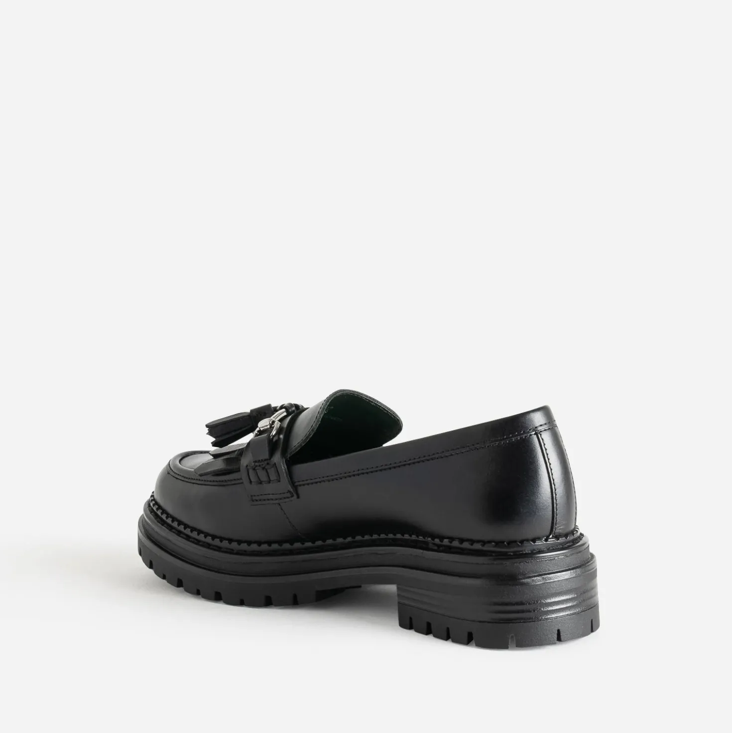 Mocassin TEXTO noir cuir à frange et pampilles