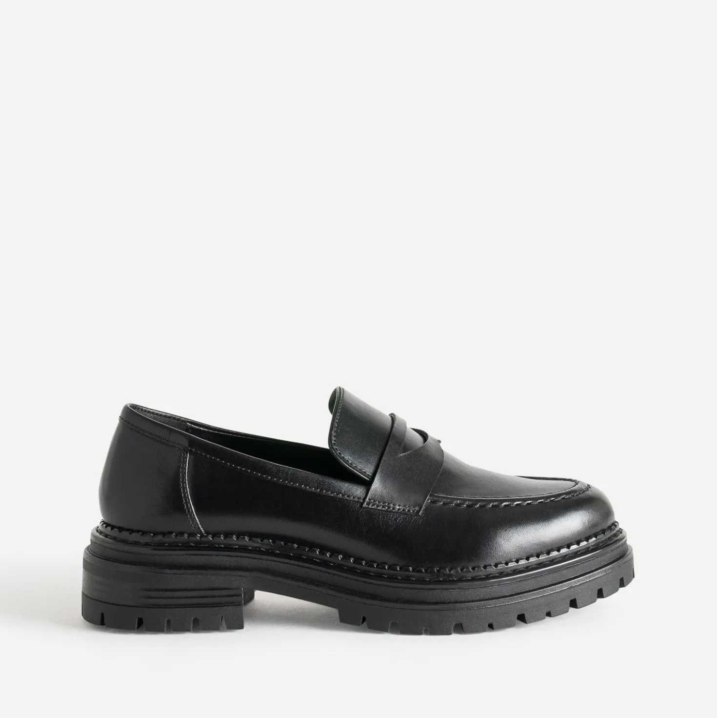 Mocassin TEXTO noir cuir semelle crantée