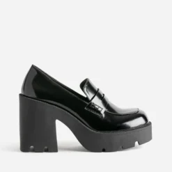 Mocassin TEXTO noir à plateforme crantée