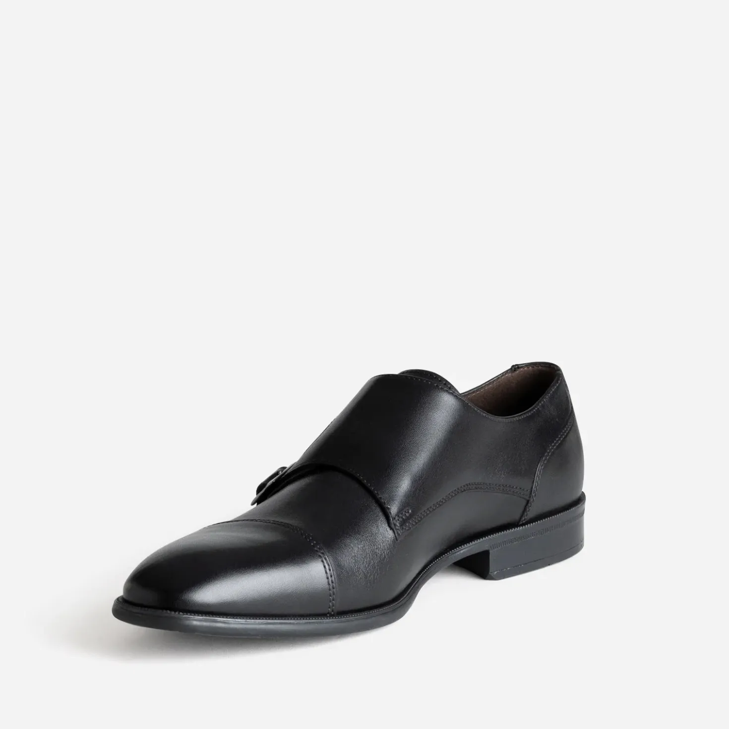 Monk noir cuir bout droit