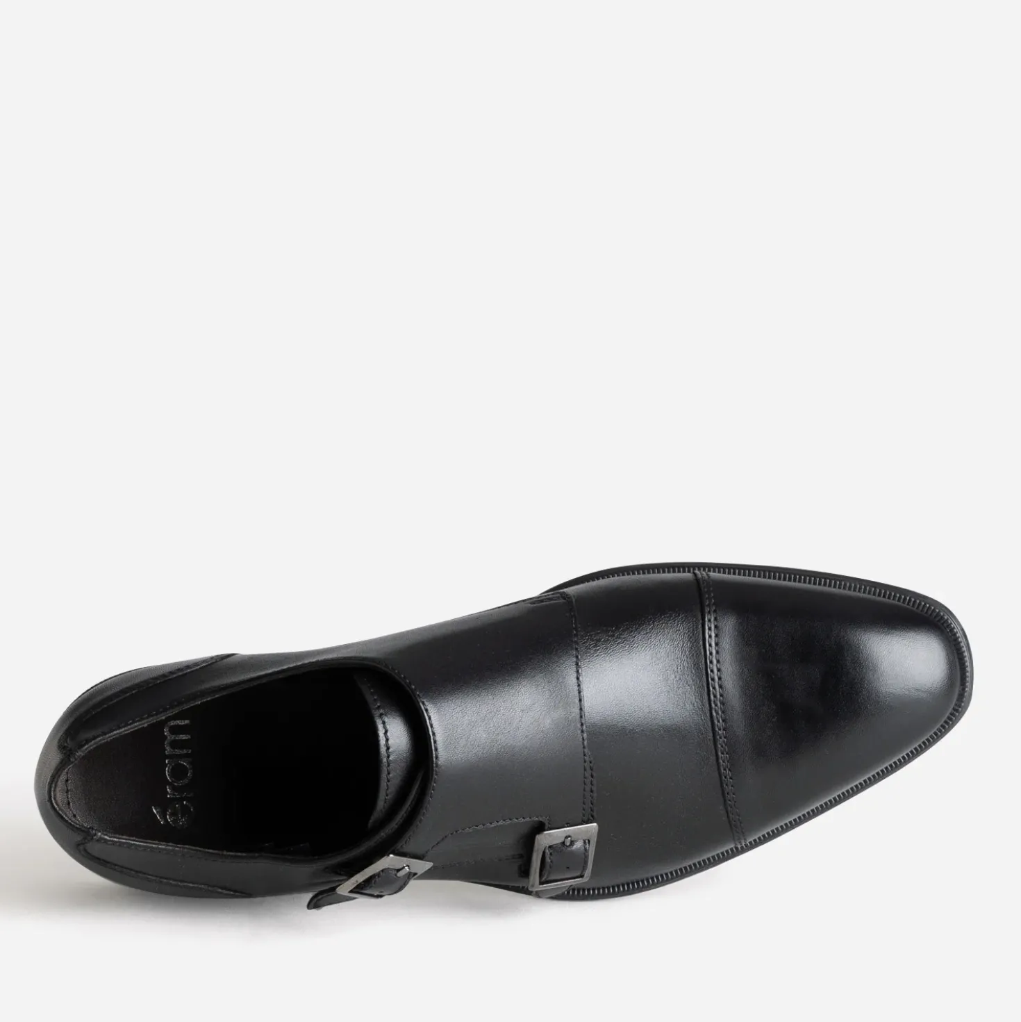 Monk noir cuir bout droit