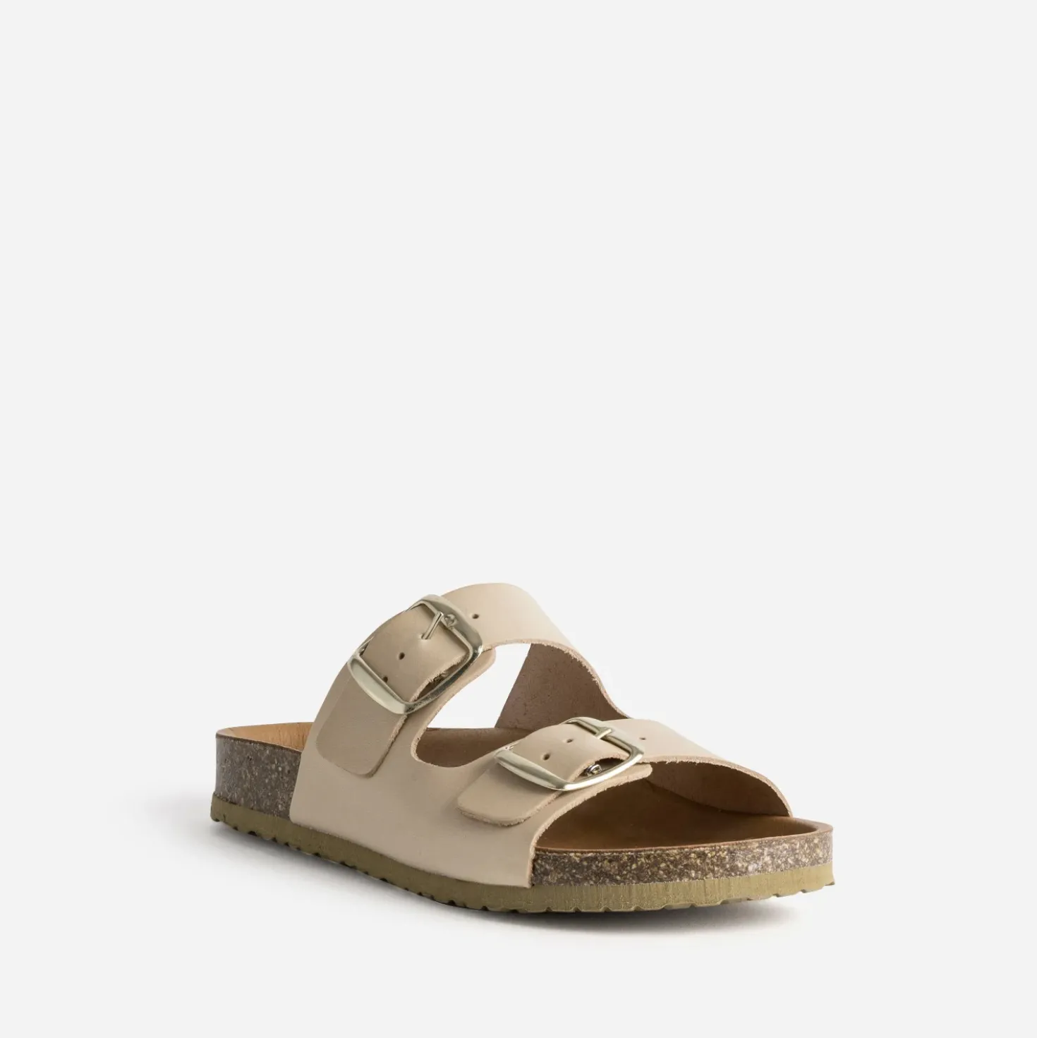 Mule anatomique beige cuir