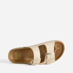 Mule anatomique beige cuir