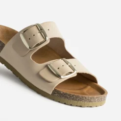 Mule anatomique beige cuir