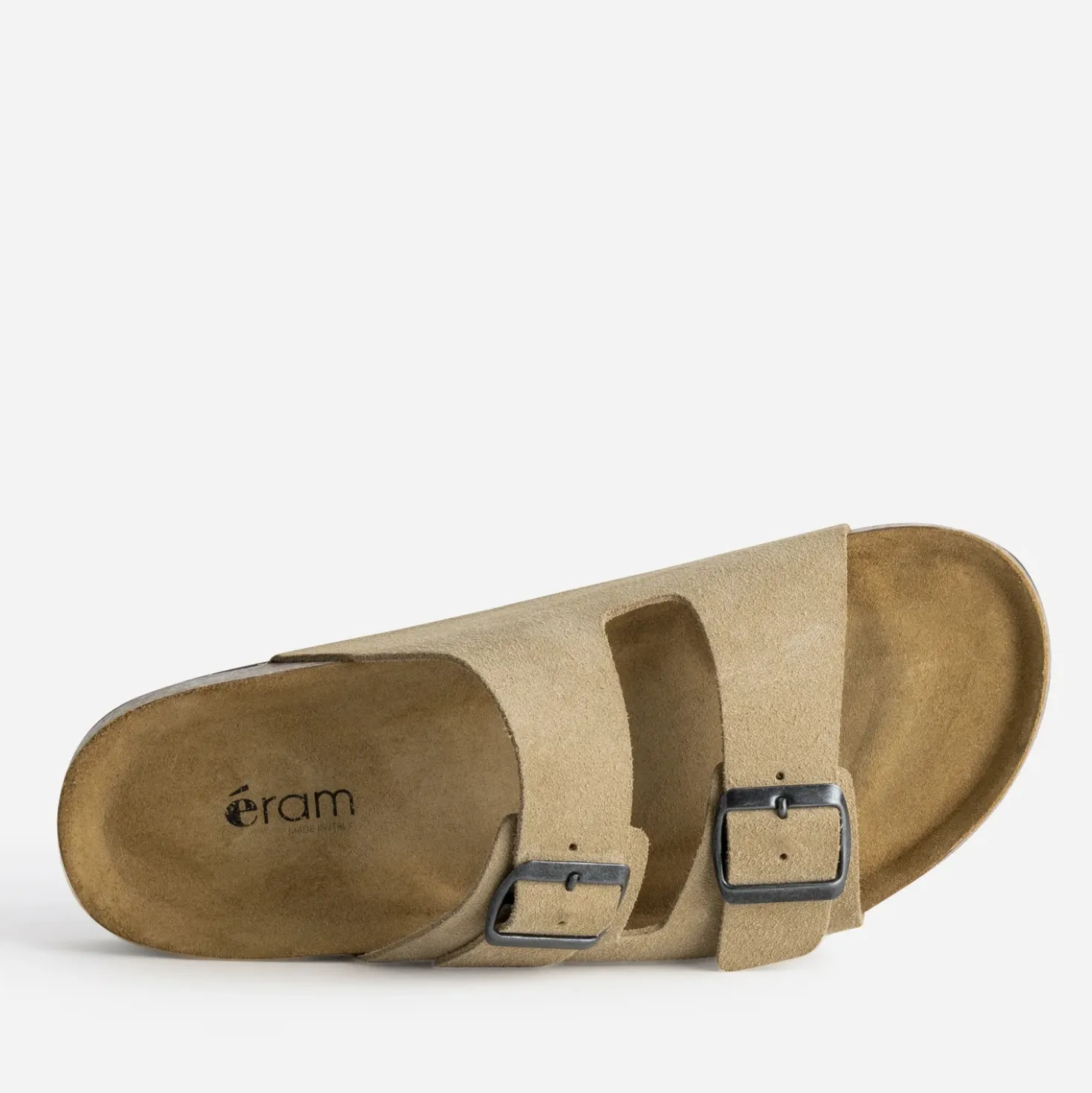 Mule anatomique beige cuir velours