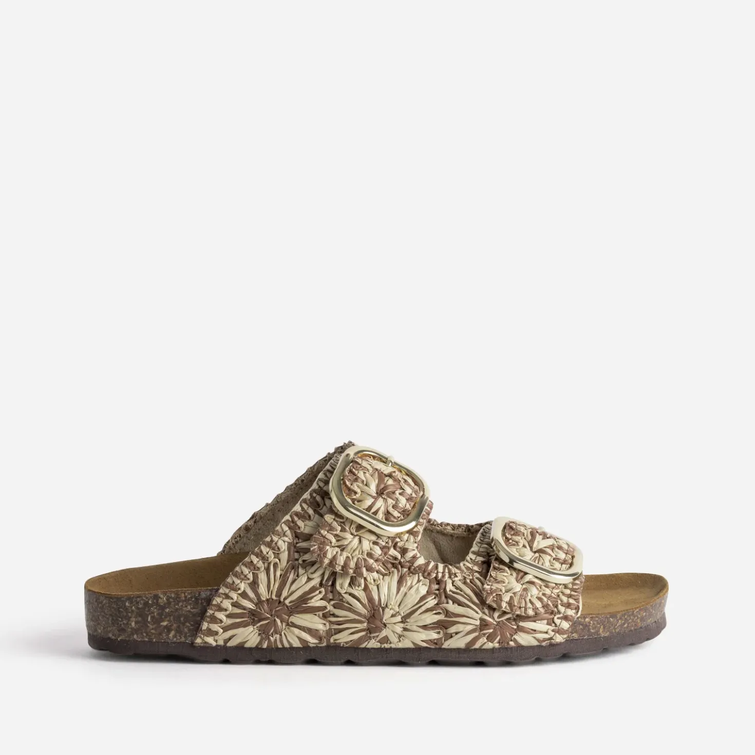 Mule anatomique camel tressée beige
