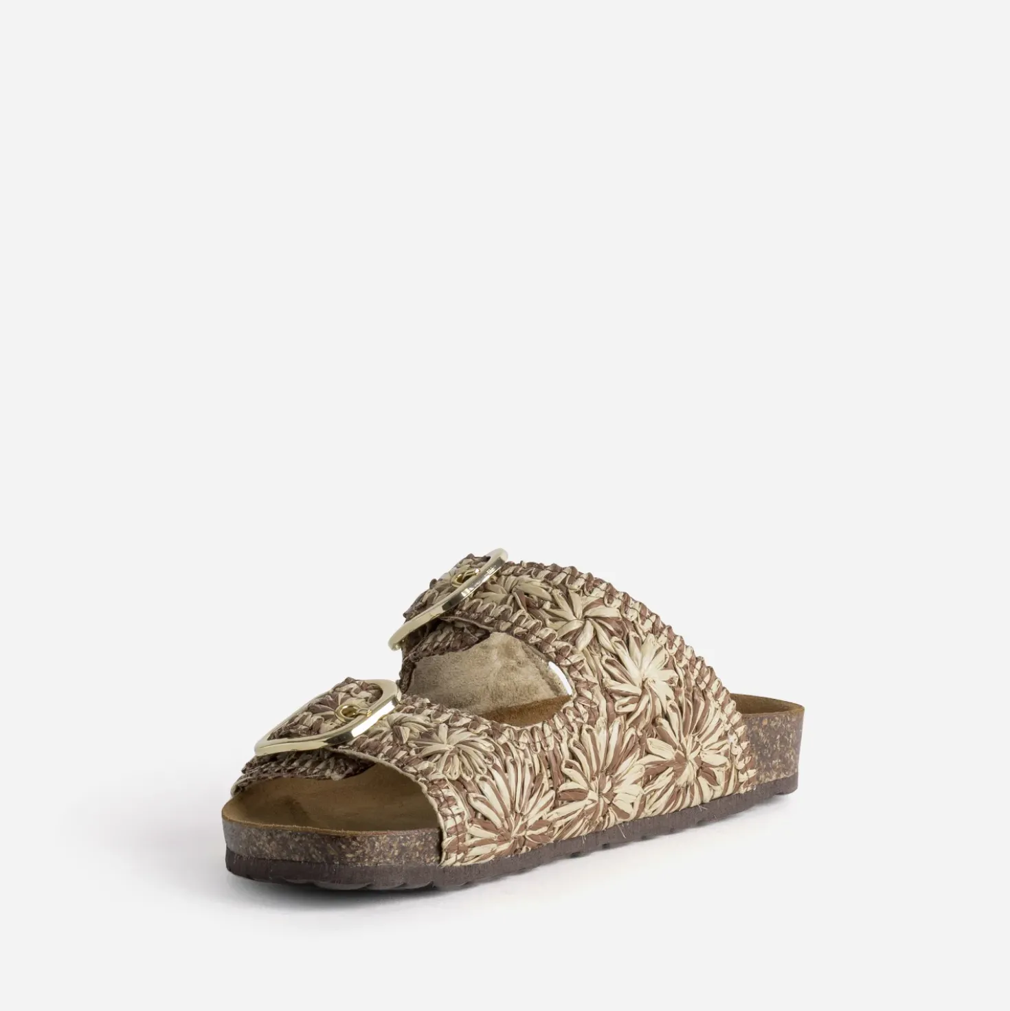 Mule anatomique camel tressée beige