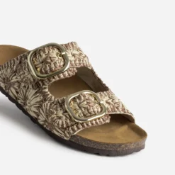Mule anatomique camel tressée beige