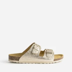 Mule anatomique dorée en cuir froissé éco-conçu