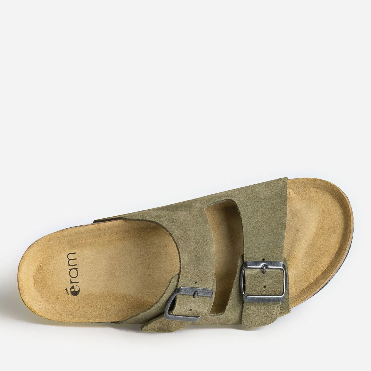 Mule anatomique kaki cuir velours