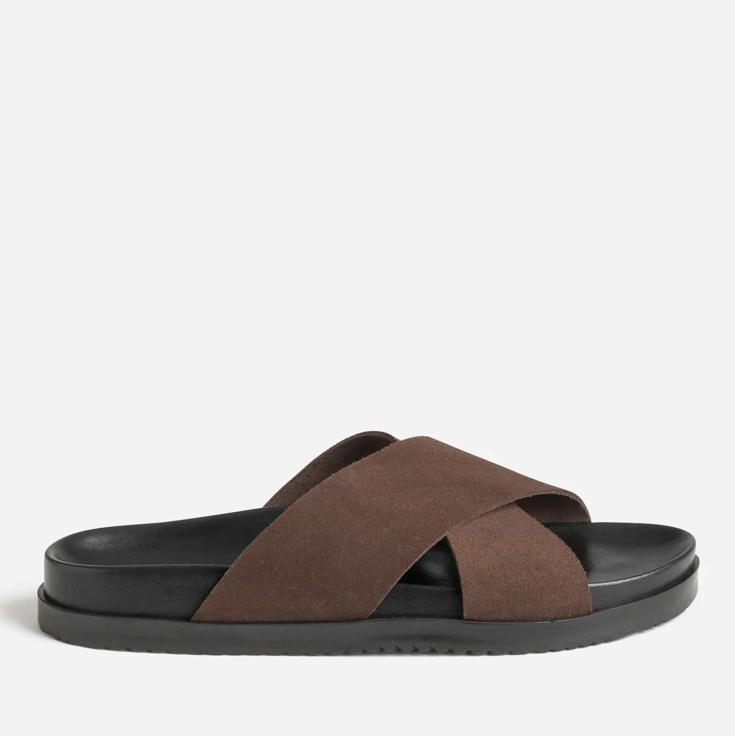 Mule anatomique marron cuir velours