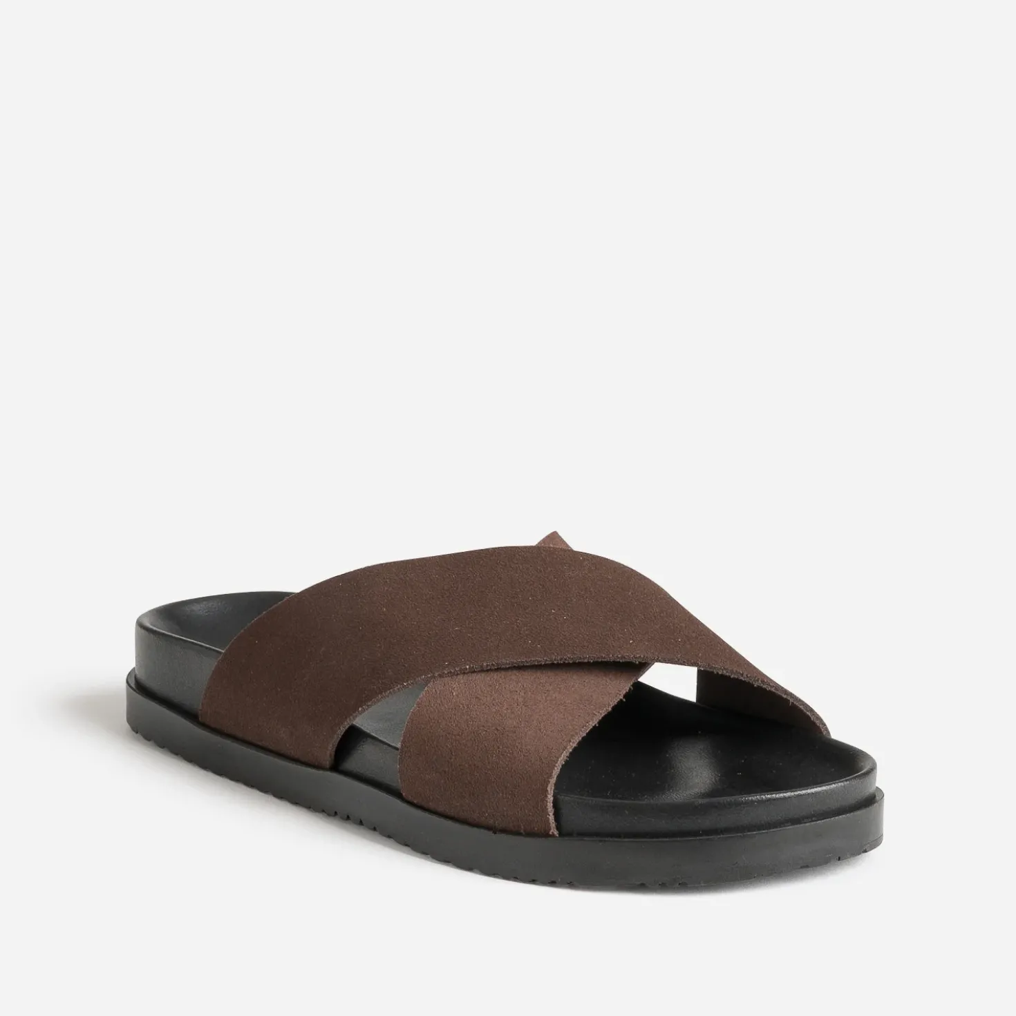 Mule anatomique marron cuir velours