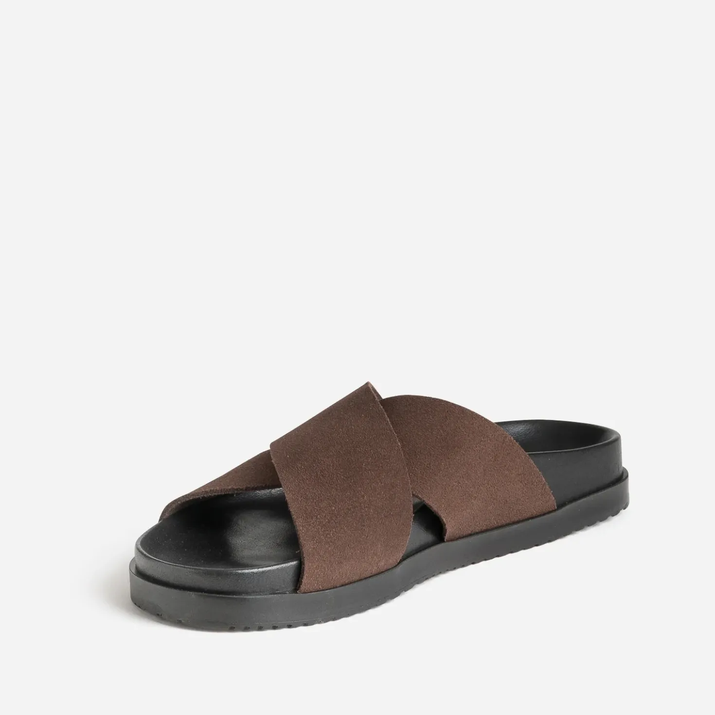 Mule anatomique marron cuir velours