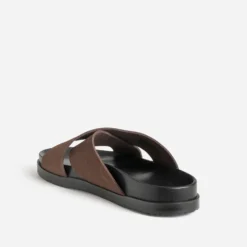Mule anatomique marron cuir velours
