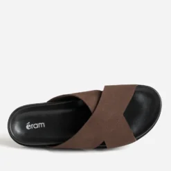 Mule anatomique marron cuir velours