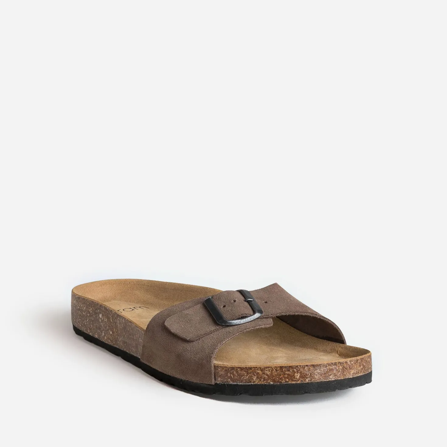 Mule anatomique marron cuir velours