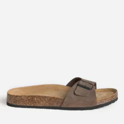 Mule anatomique marron cuir velours