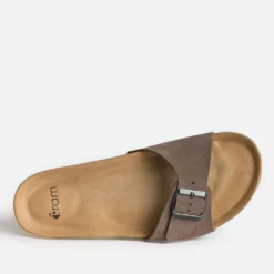 Mule anatomique marron cuir velours
