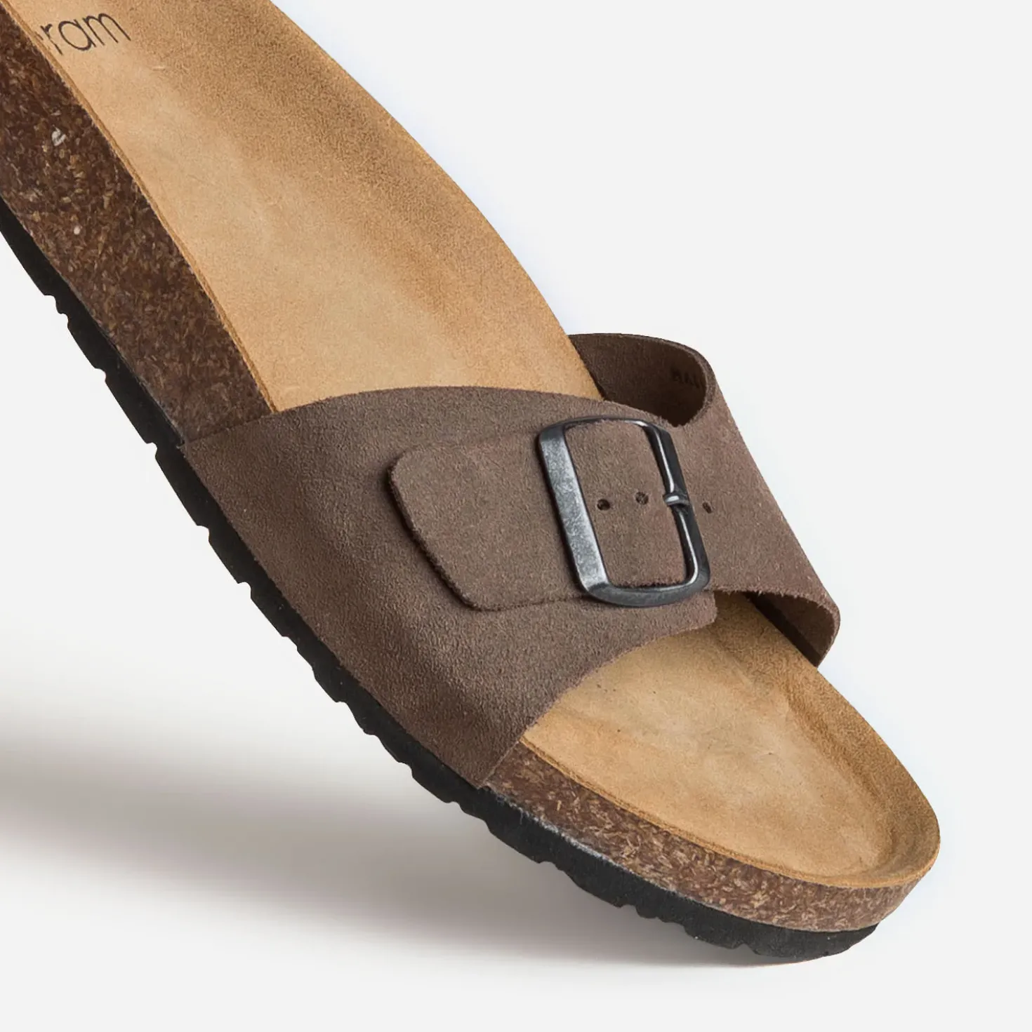Mule anatomique marron cuir velours