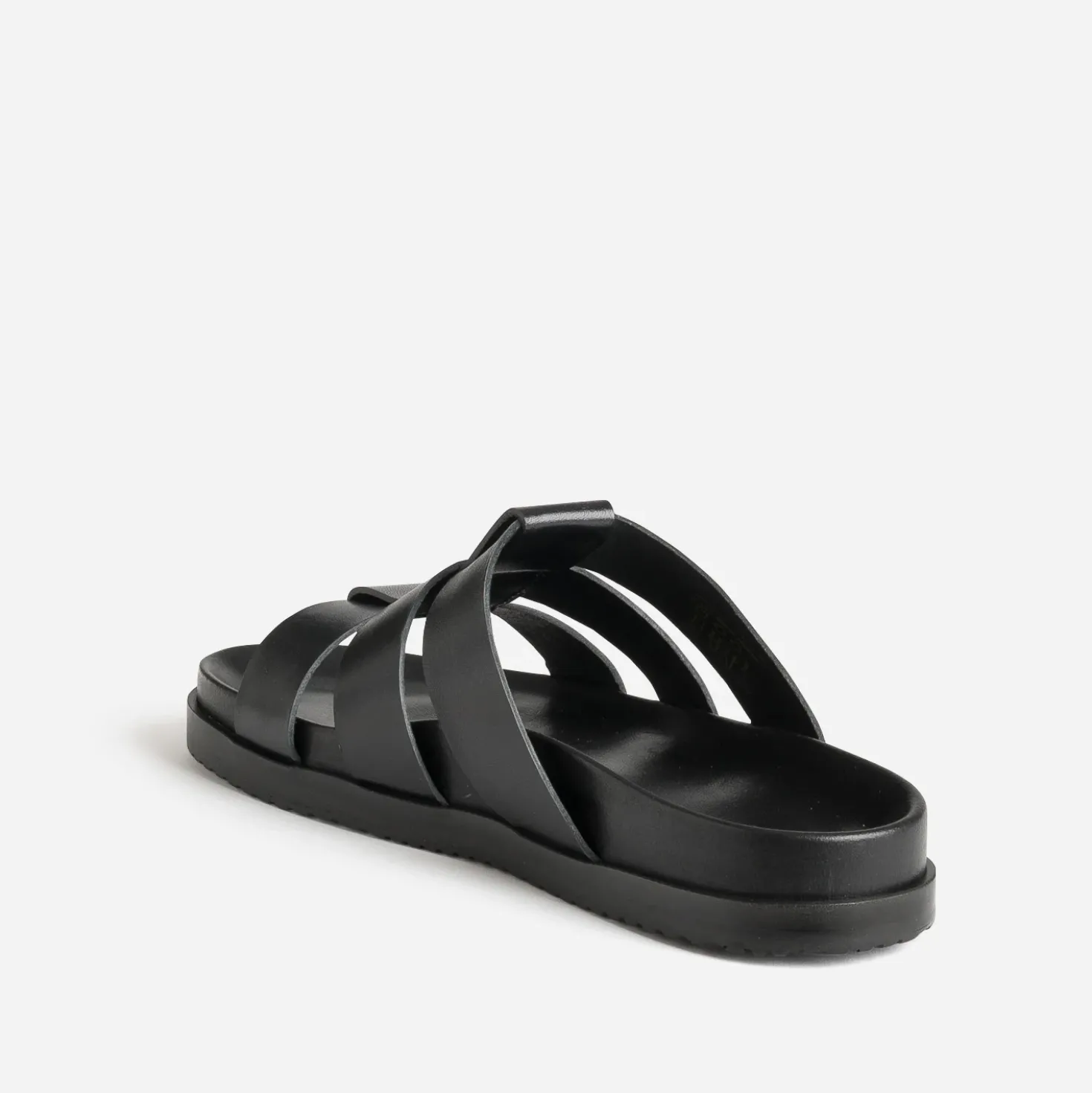 Mule anatomique noir cuir trois brides