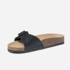 Mule anatomique noire cuir