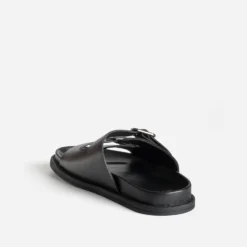 Mule anatomique noire cuir
