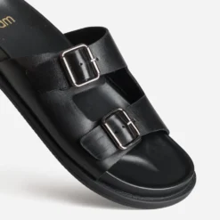 Mule anatomique noire cuir