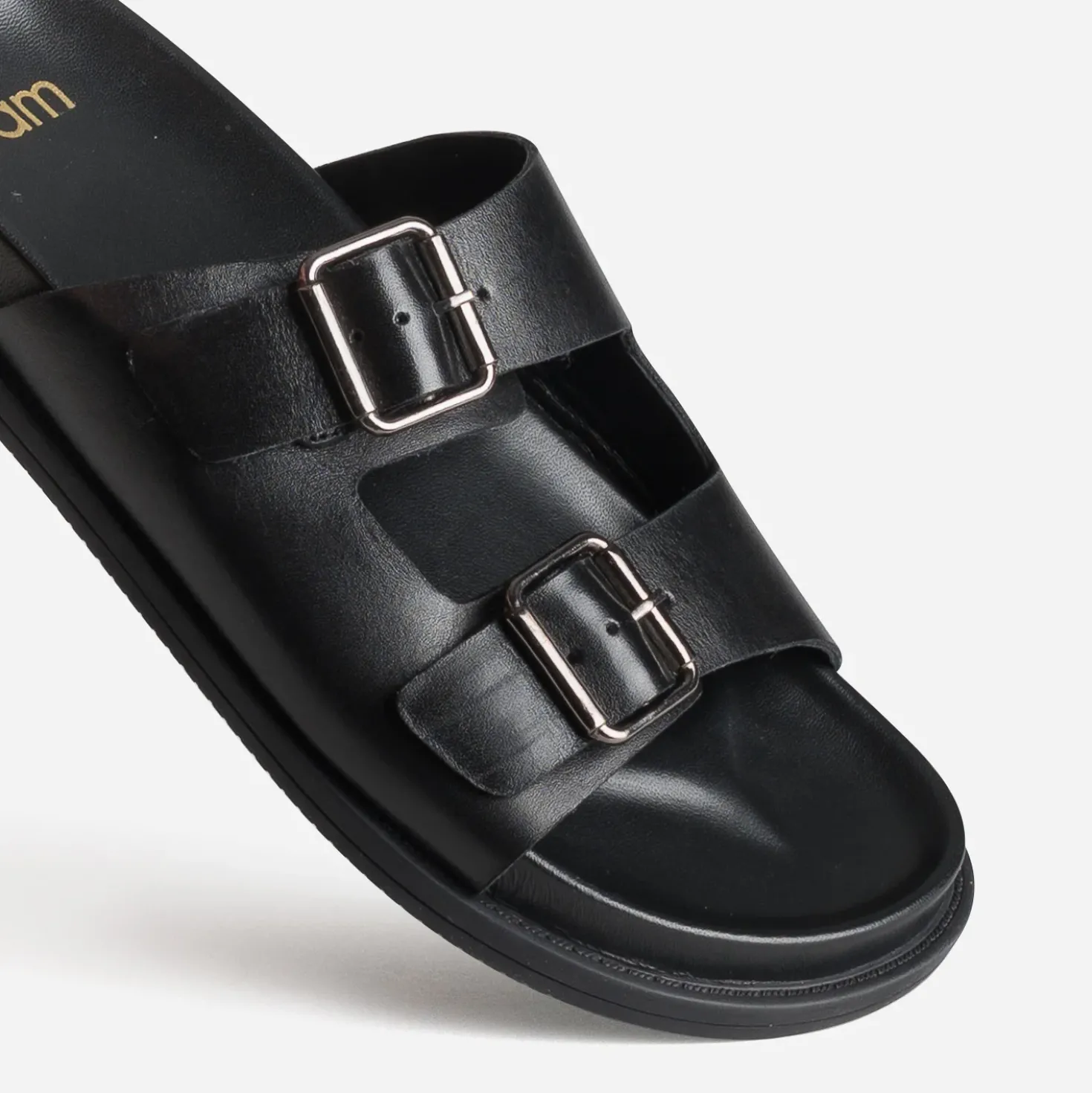 Mule anatomique noire cuir