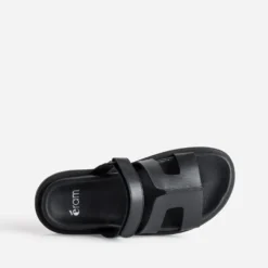 Mule anatomique noire cuir double bride