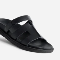Mule anatomique noire cuir double bride